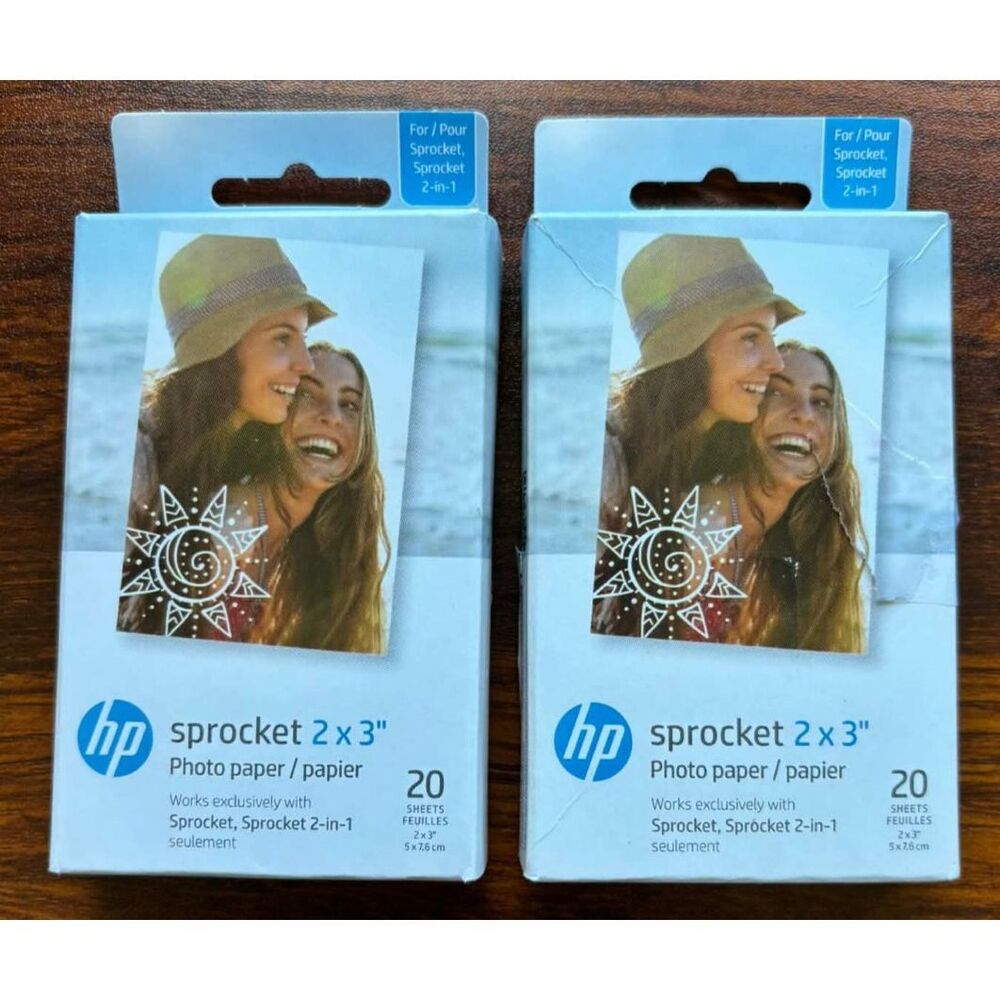 2 HP Sprocket 2 x 3 Photo Paper 20 Sheets Ea HPIZ2X320